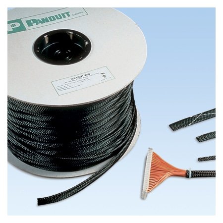 Panduit Braided Cable Sleeve, 1/2 in Inside Dia., 3/4 in Max Bundle Dia., 100 ft, Gray SE50P-CR8